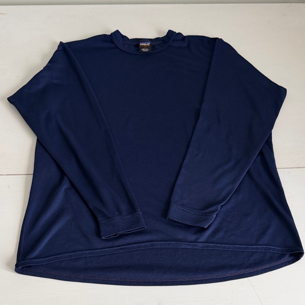 Patagonia Capilene Long Sleeve Base Layer Shirt Men’s Large GUC Navy Blue
